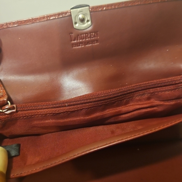 Polo Ralph Lauren Vintage Genuine Crocodile Wallet/ Checkbook in Burgundy 2 P - Picture 9 of 12